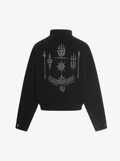 Vintage Suede Embroidered Toggle-Buckle Stand Collar Down Jacket