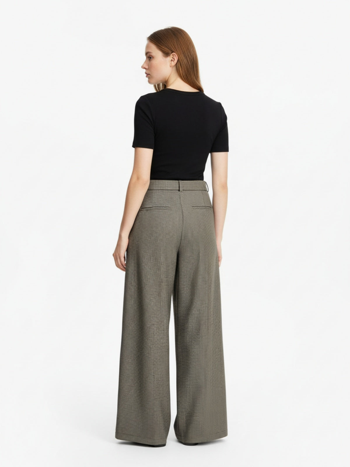 Belted Houndstooth Blazer Pants