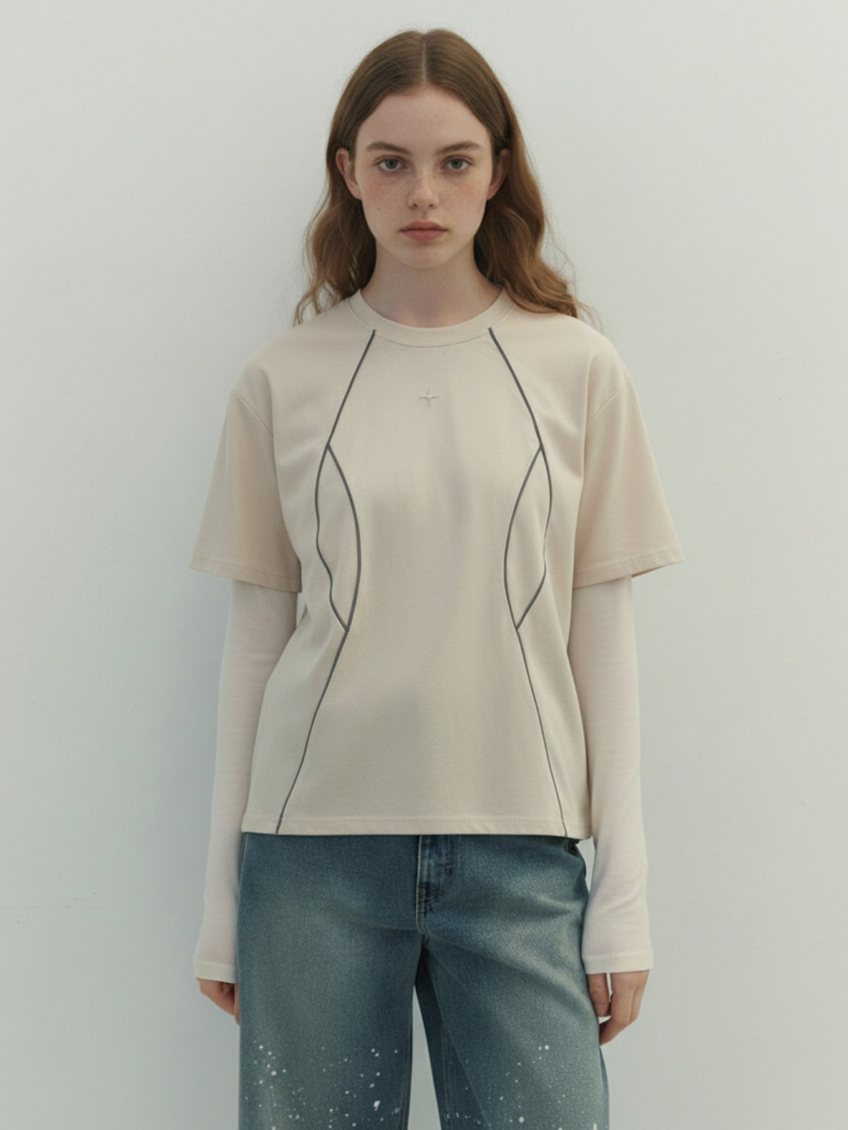 Functional Deconstructed Split Short-Sleeved T-Shirt - 2437