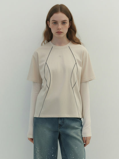 Functional Deconstructed Split Short-Sleeved T-Shirt - 2437