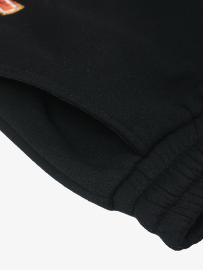 Retro Contrast Letter Star Print Fleece-Lined Sweatpants