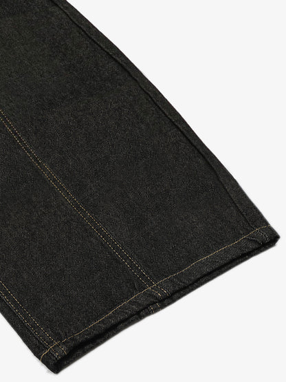 Denim Wide-Leg Trousers with Leopard Patch Detailing?