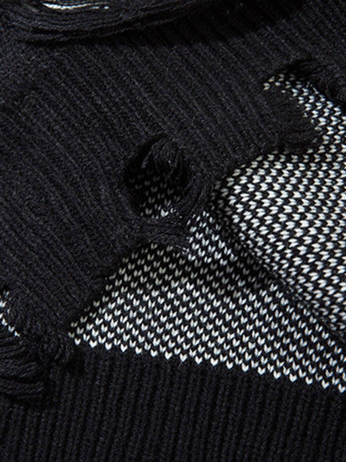 Retro Distressed Zipper Sweater 