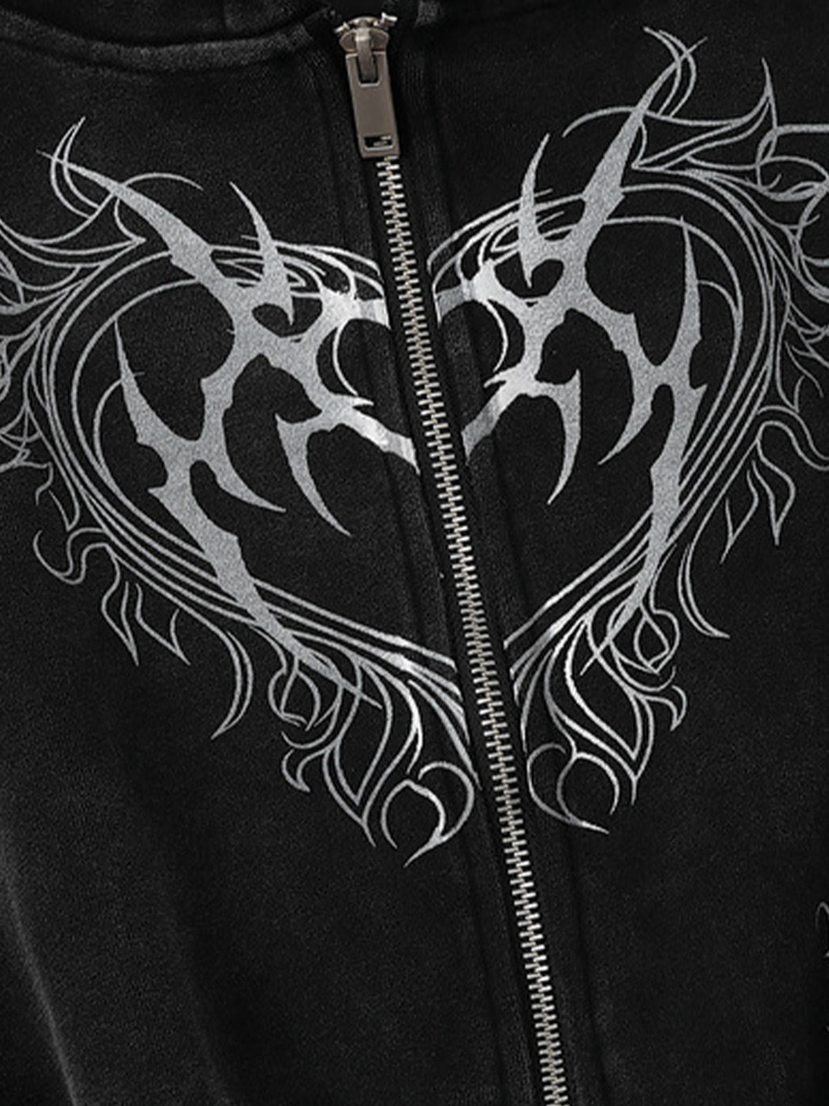 Dark Print Cardigan Cropped Hoodie