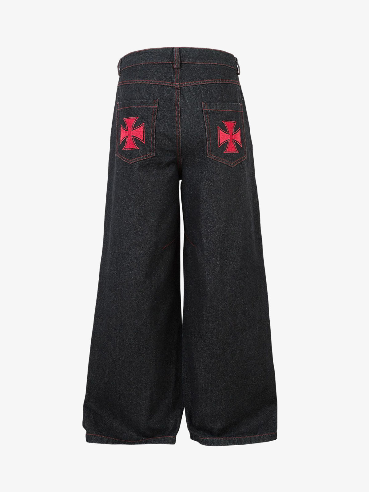 Thesupermade Contrast Thread Cross Letter Embroidered Jeans 