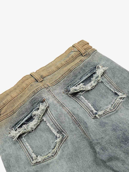 Street High-Waisted Tie-Up Flared Jeans