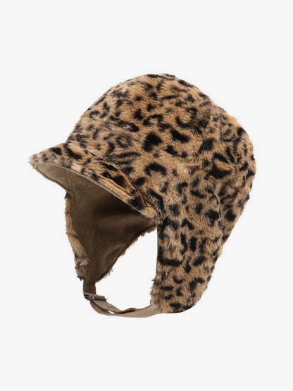 Retro Leopard Plush Earmuff Winter Hat 