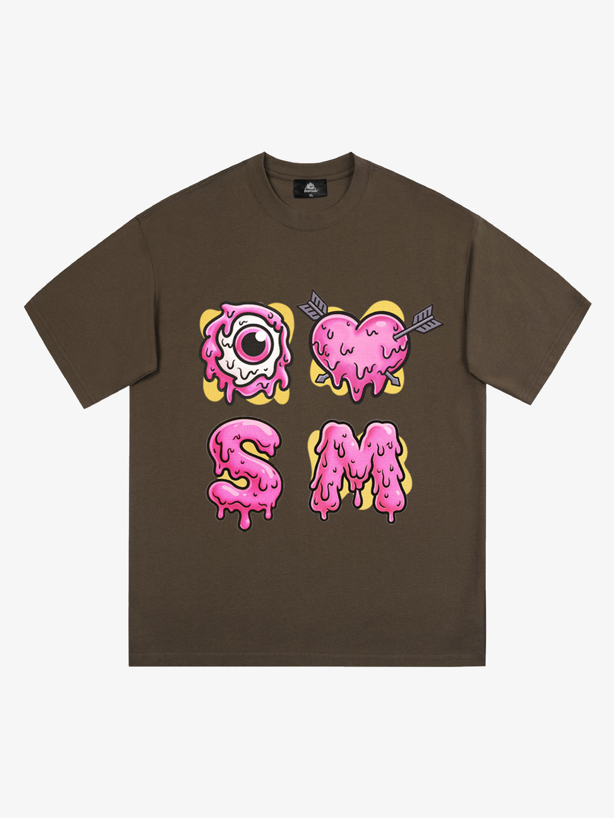 Thesupermade eyeball and love graffiti declaration T-shirt 