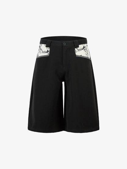 Retro Niche Patchwork Suit Shorts 