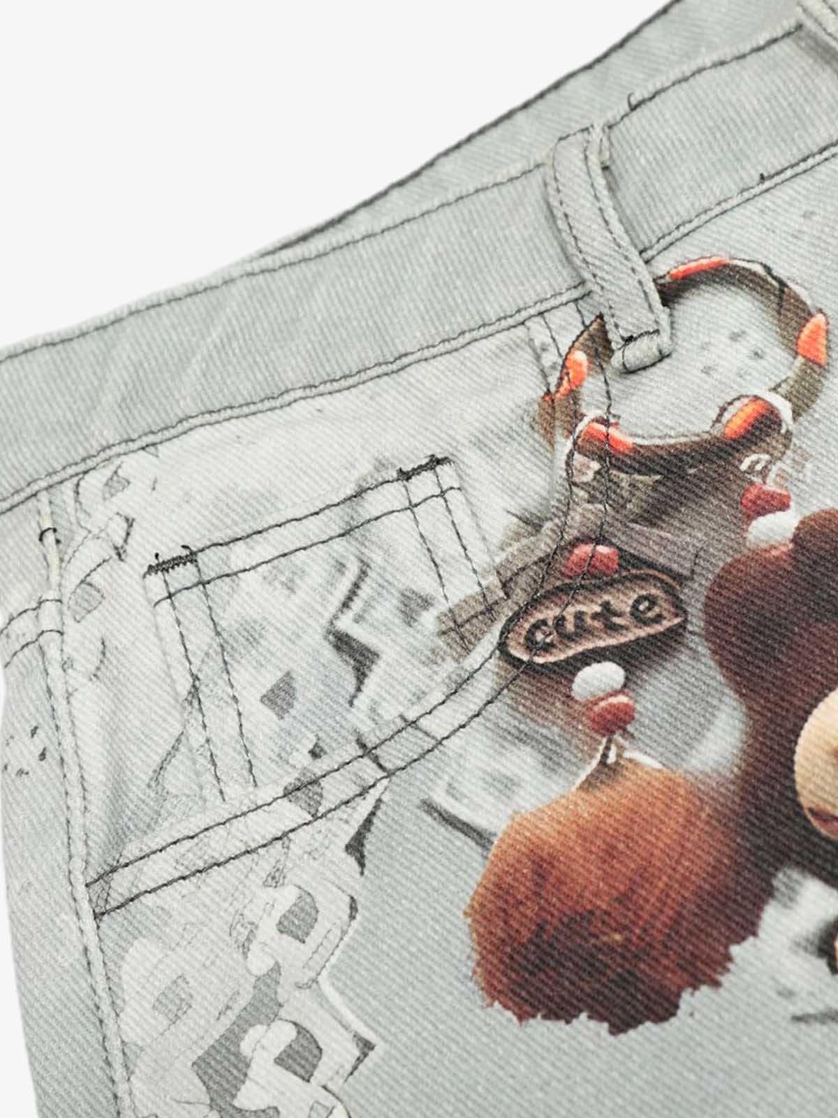 Unique Artistic Denim Trousers with Embellished Details for Women 