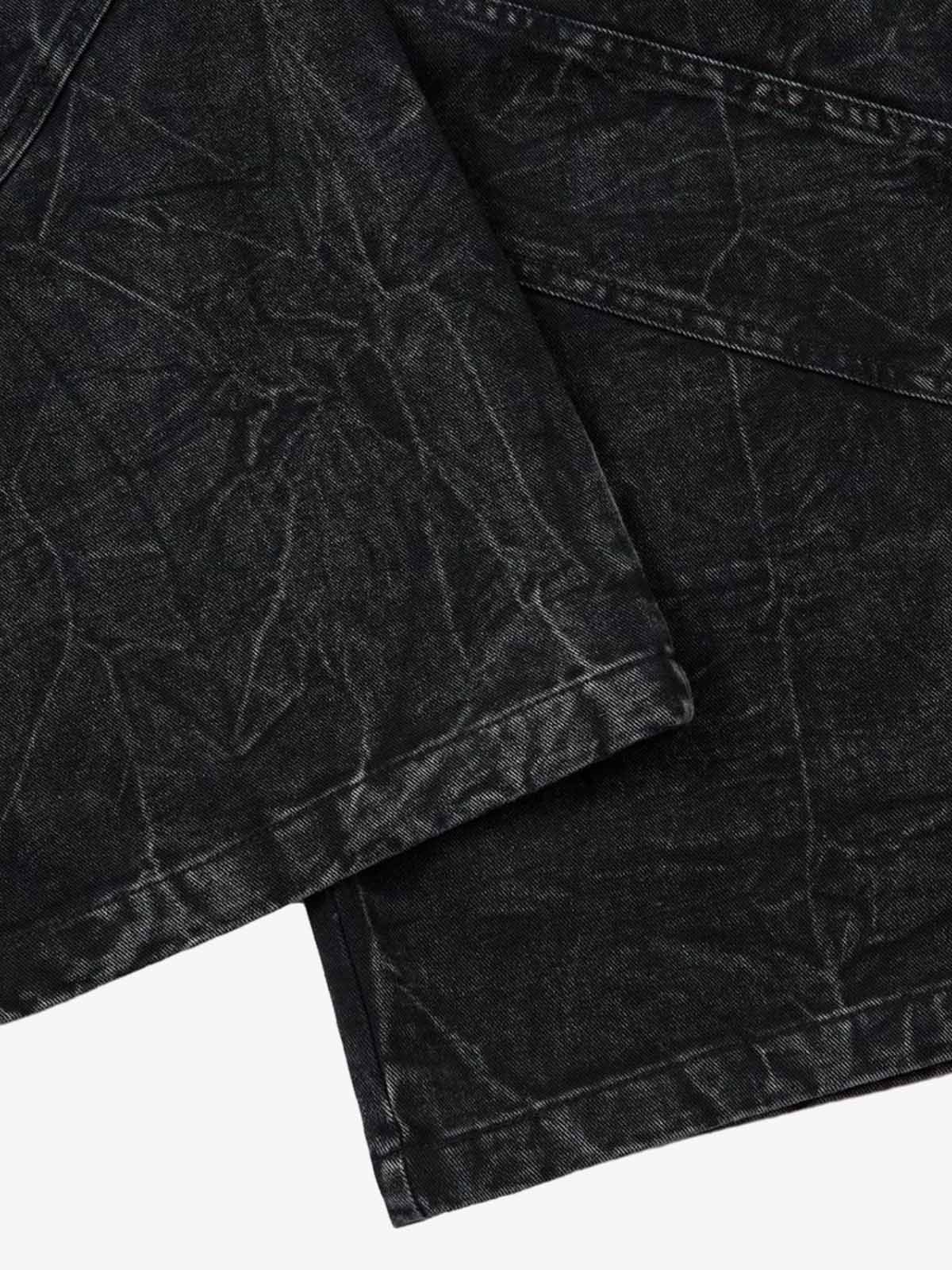 High-Waisted Wide-Leg Denim Pants with Unique Geometric Design 