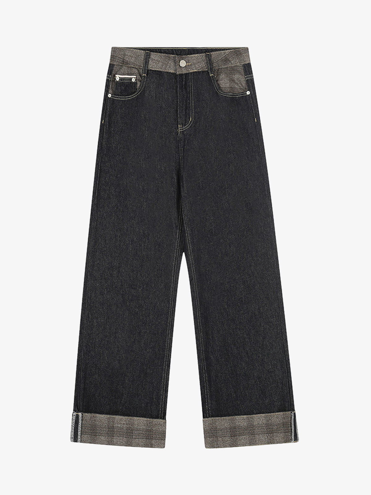 Stylish Wide-Leg Denim Trousers with Unique Cuff Design for Modern Fashionistas 