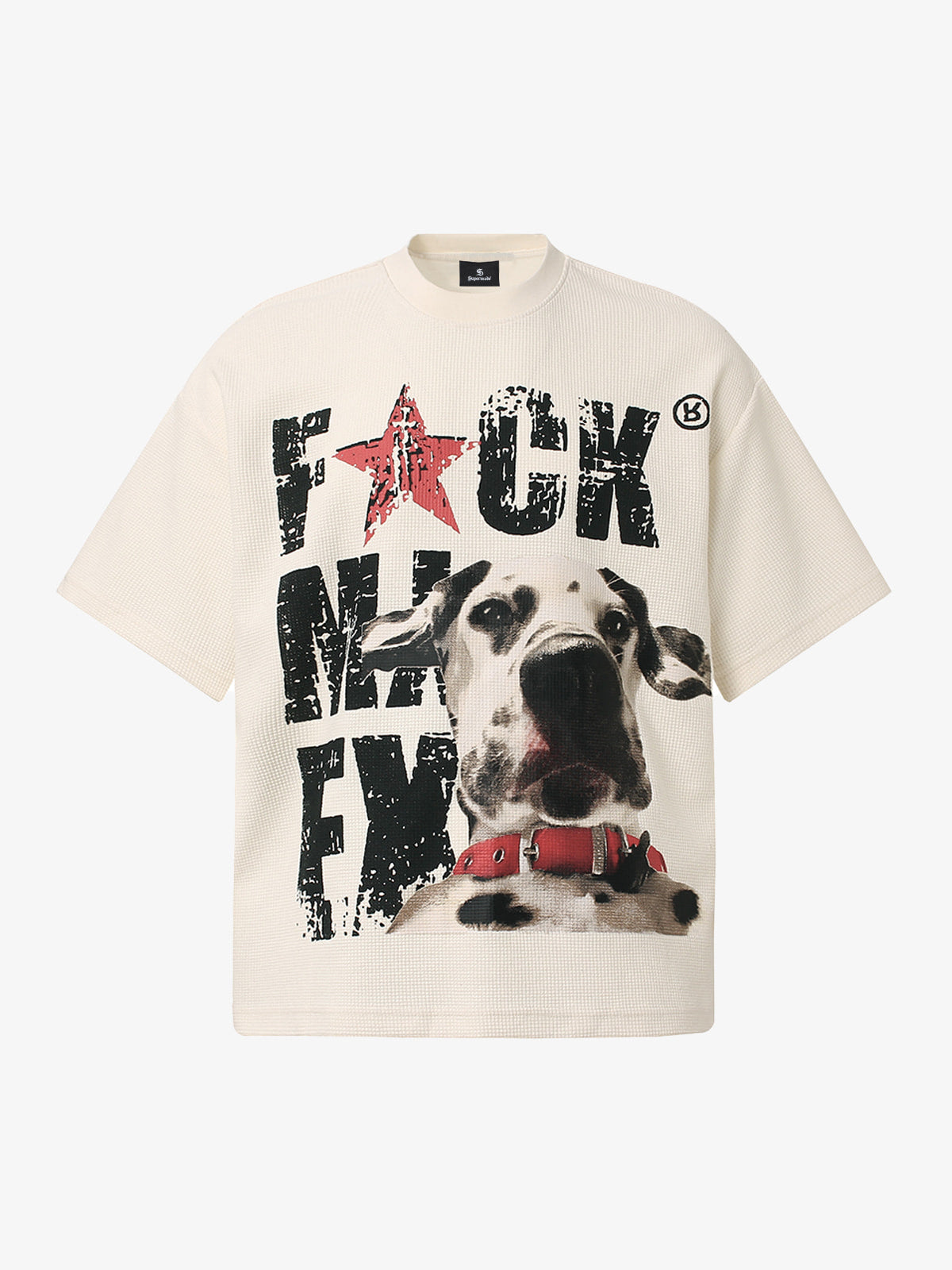 Cotton Oversized Graphic T-Shirt with Dog Print and Bold Text Design 