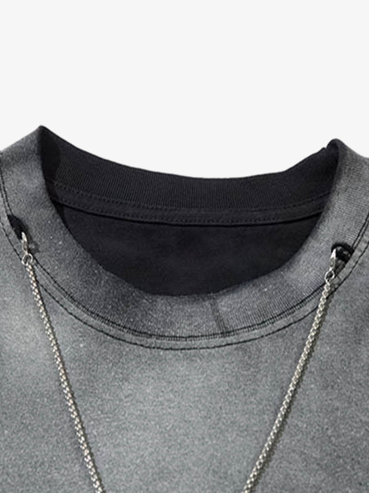 Gradient Hole Contrast Color Long Sleeve T-shirt 