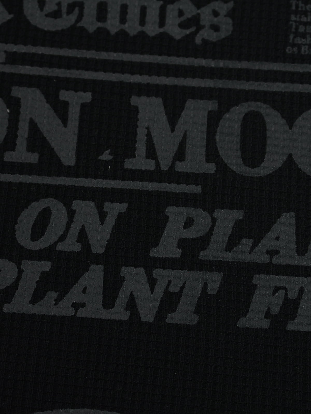 Cotton Waffle Knit Graphic T-Shirt with Moon Landing Print and Lion Design?