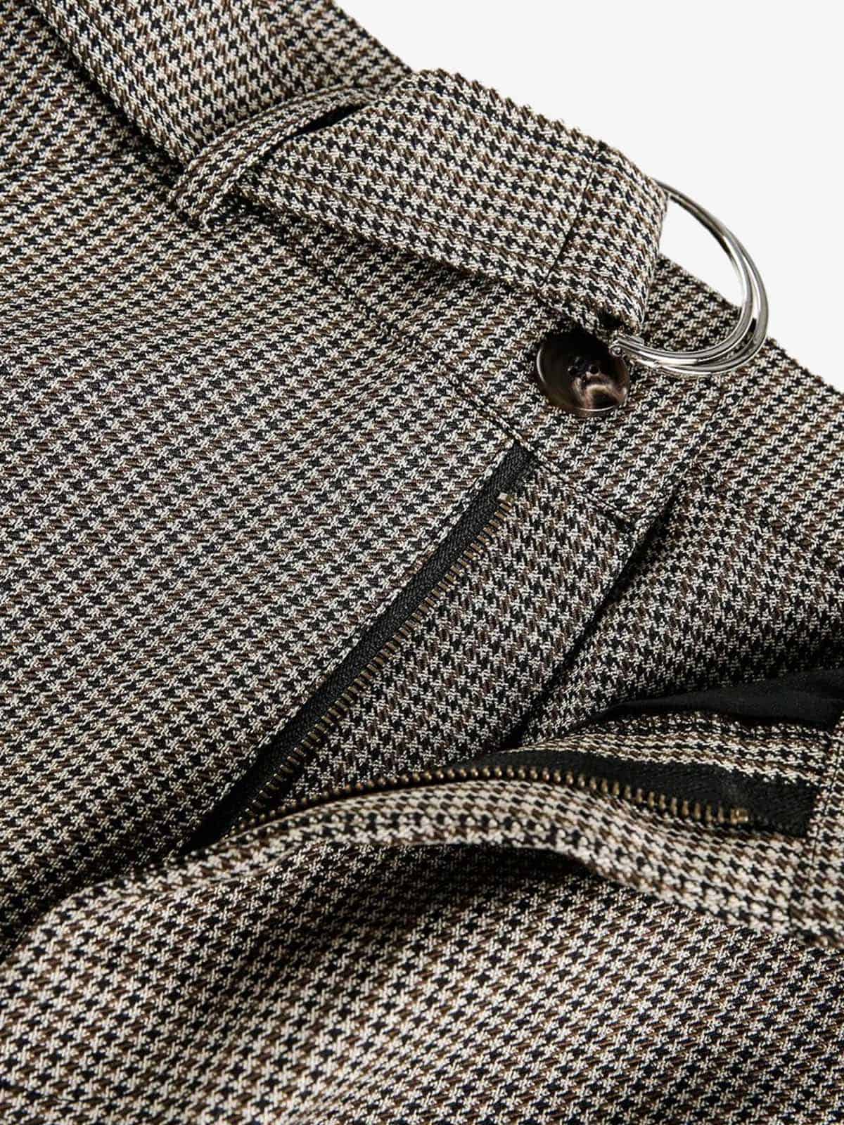 Belted Houndstooth Blazer Pants 