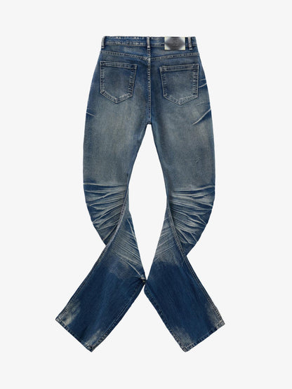 Black Denim Flared Jeans with Button Front High Waist Design?