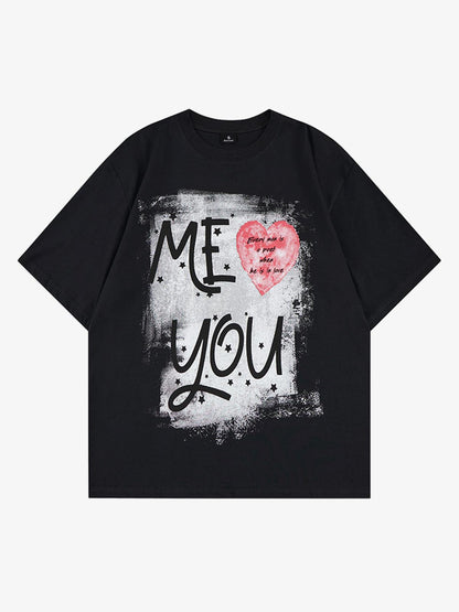Cotton ME YOU Graphic Print Oversized T-Shirt for Men and Women?