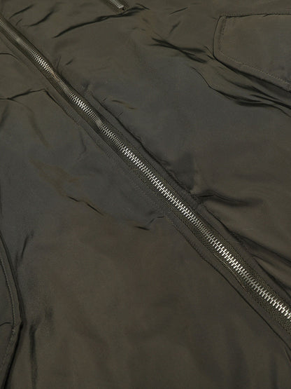 Thesupermade American Street Zipper Design Mountain Carved Fur Collar Quilted Cotton Jacket 