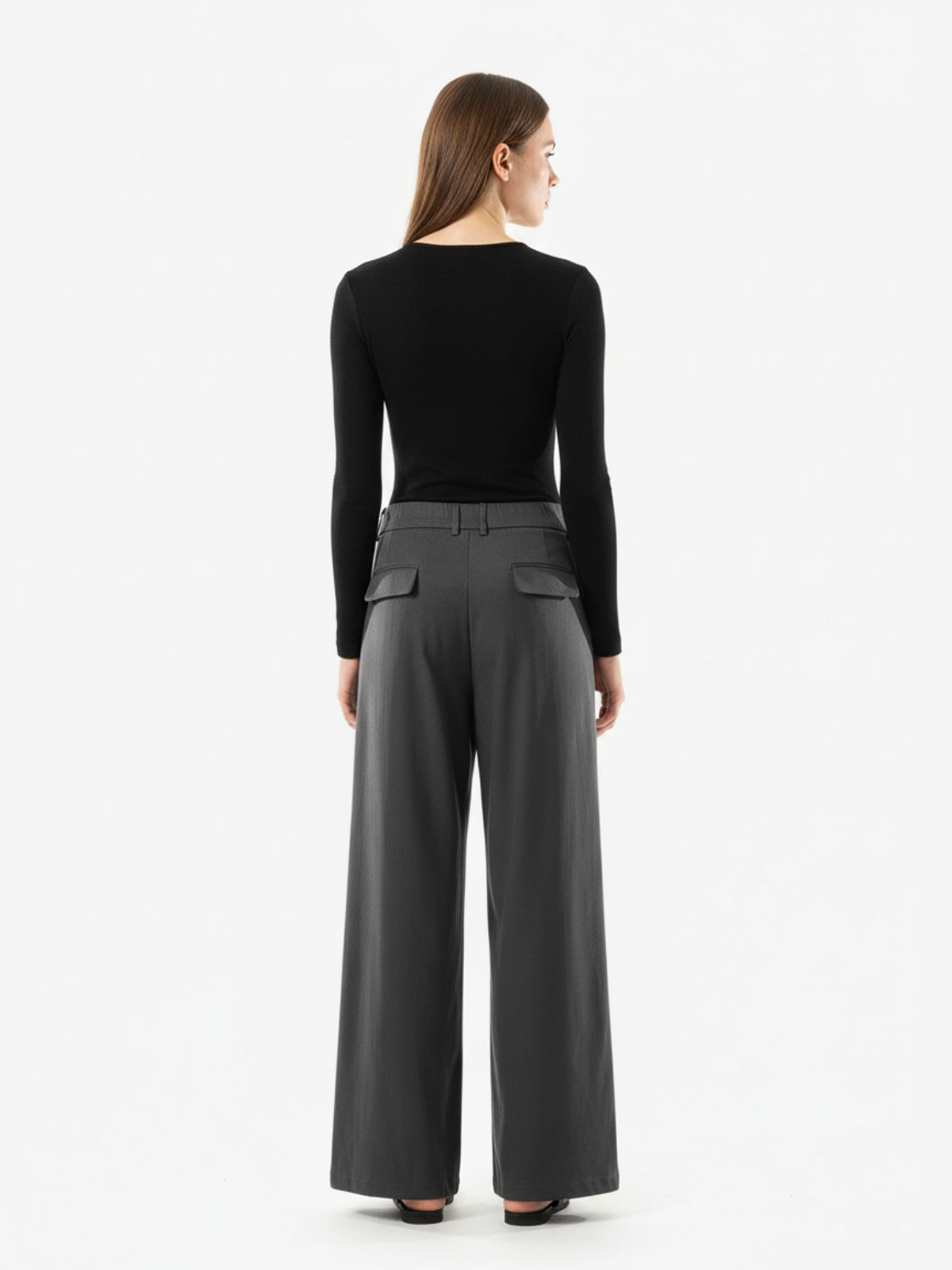 Pleated Drape Bootcut Suit Pants