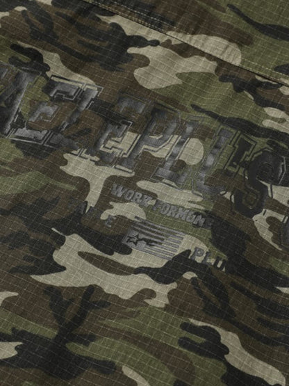 Detachable Fur Collar Forest Camo Padded Jacket 