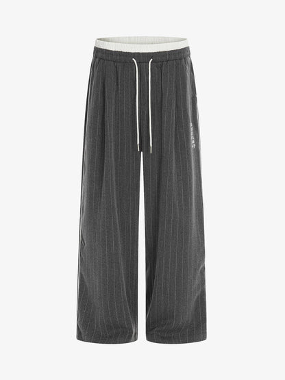 Pinstripe Elastic Waist Wide Leg Pants