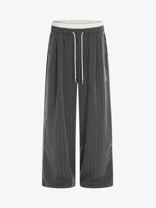 Pinstripe Elastic Waist Wide Leg Pants