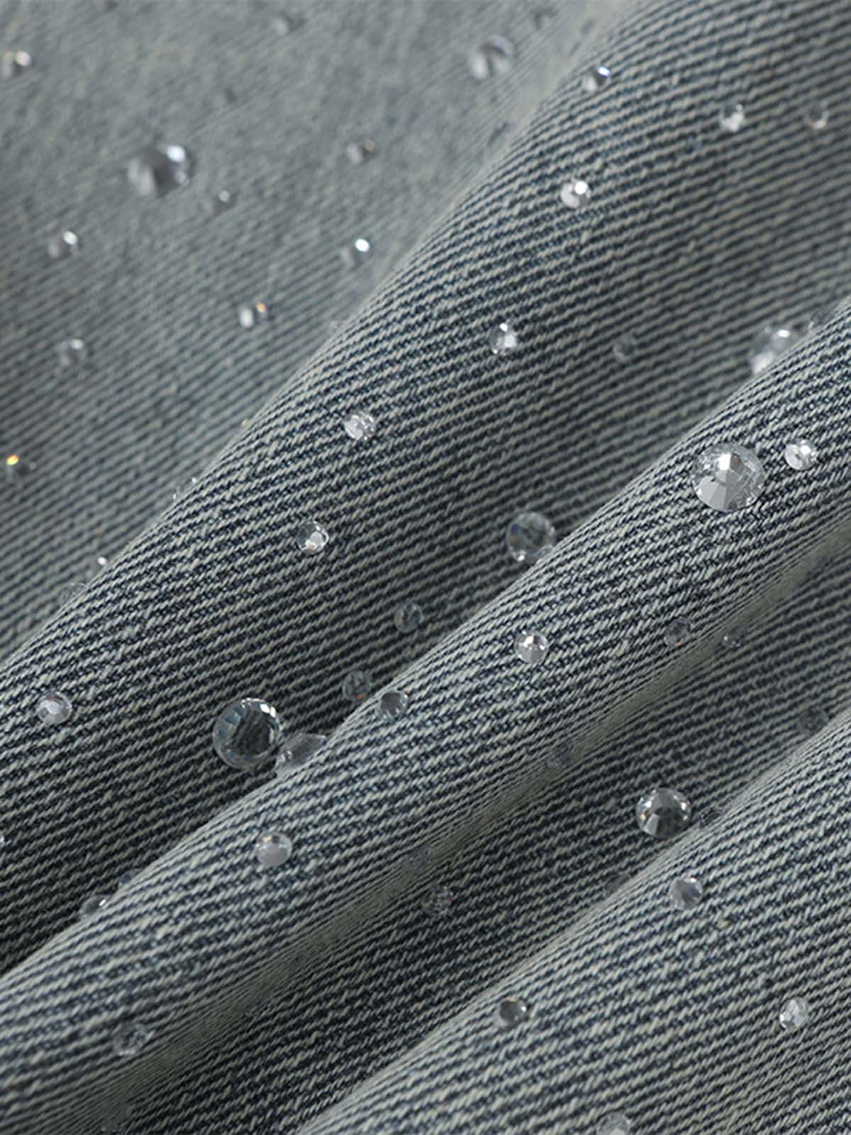 Sparkling Wide-Leg Denim Pants for Women - Stylish and Comfortable Everyday Wear 