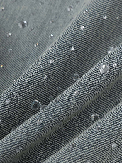 Sparkling Wide-Leg Denim Pants for Women - Stylish and Comfortable Everyday Wear 