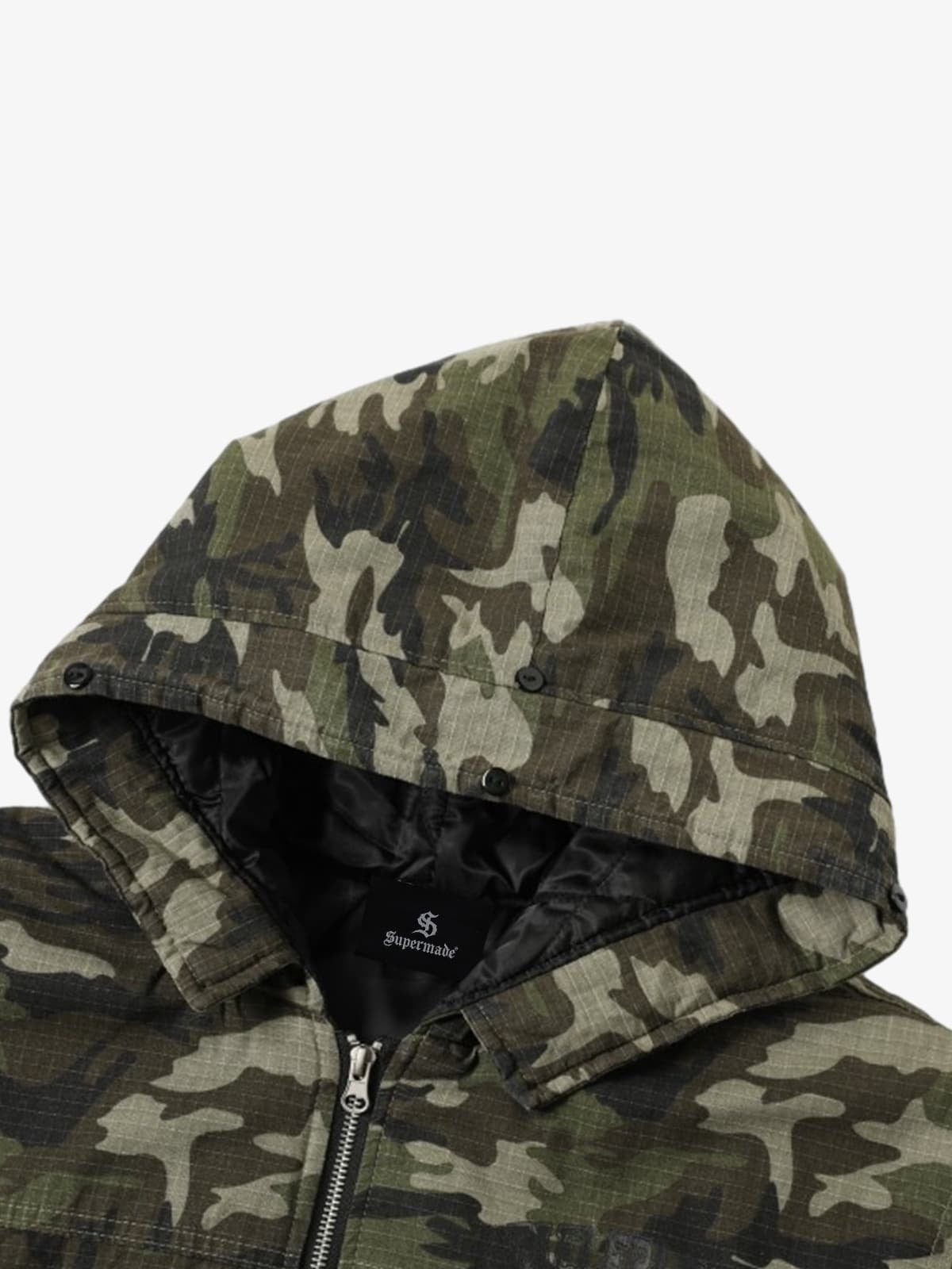 Detachable Fur Collar Forest Camo Padded Jacket 