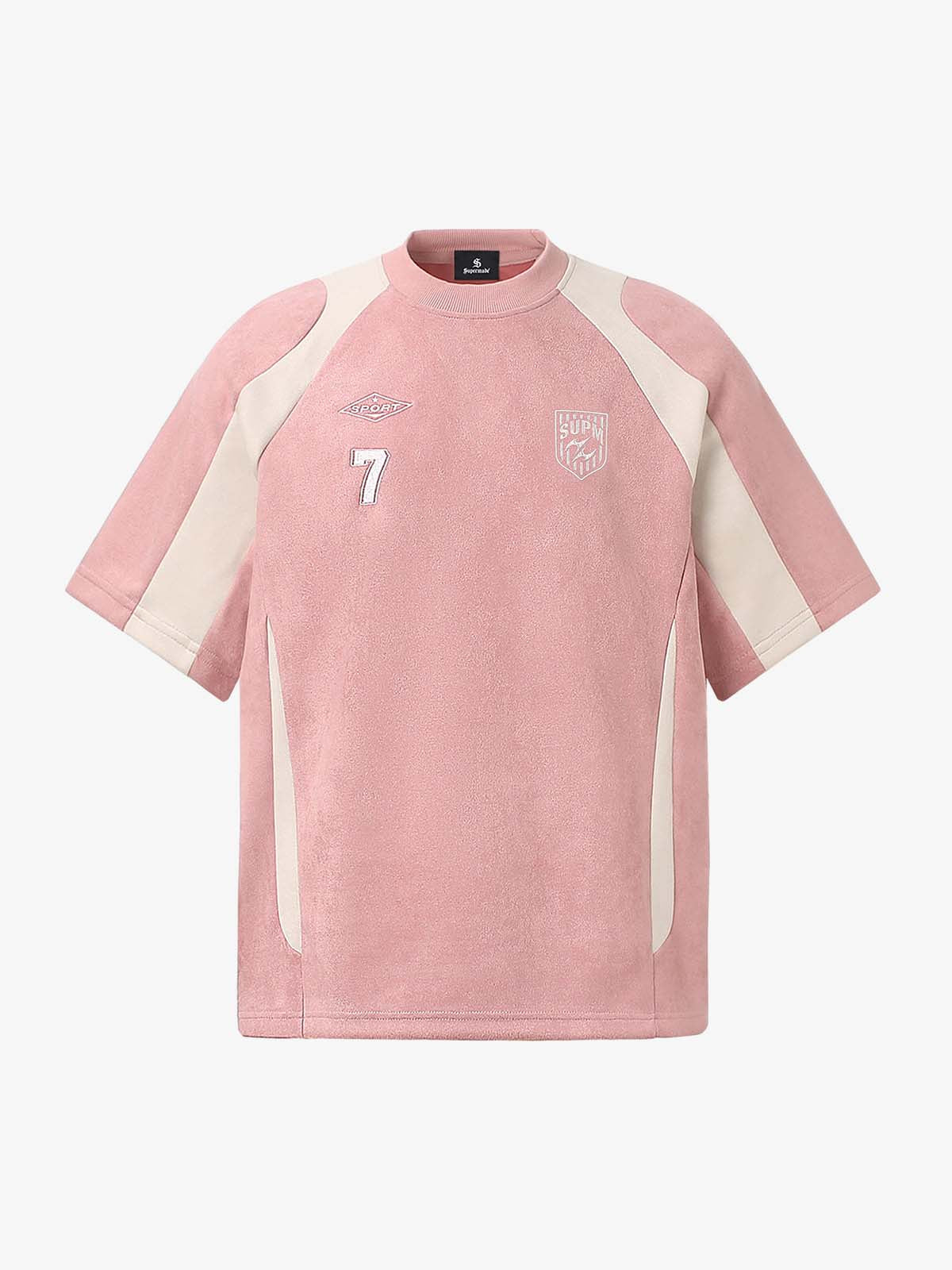 Cotton Blend Oversized Sport T-Shirt with Contrast Panels and Logo Print?