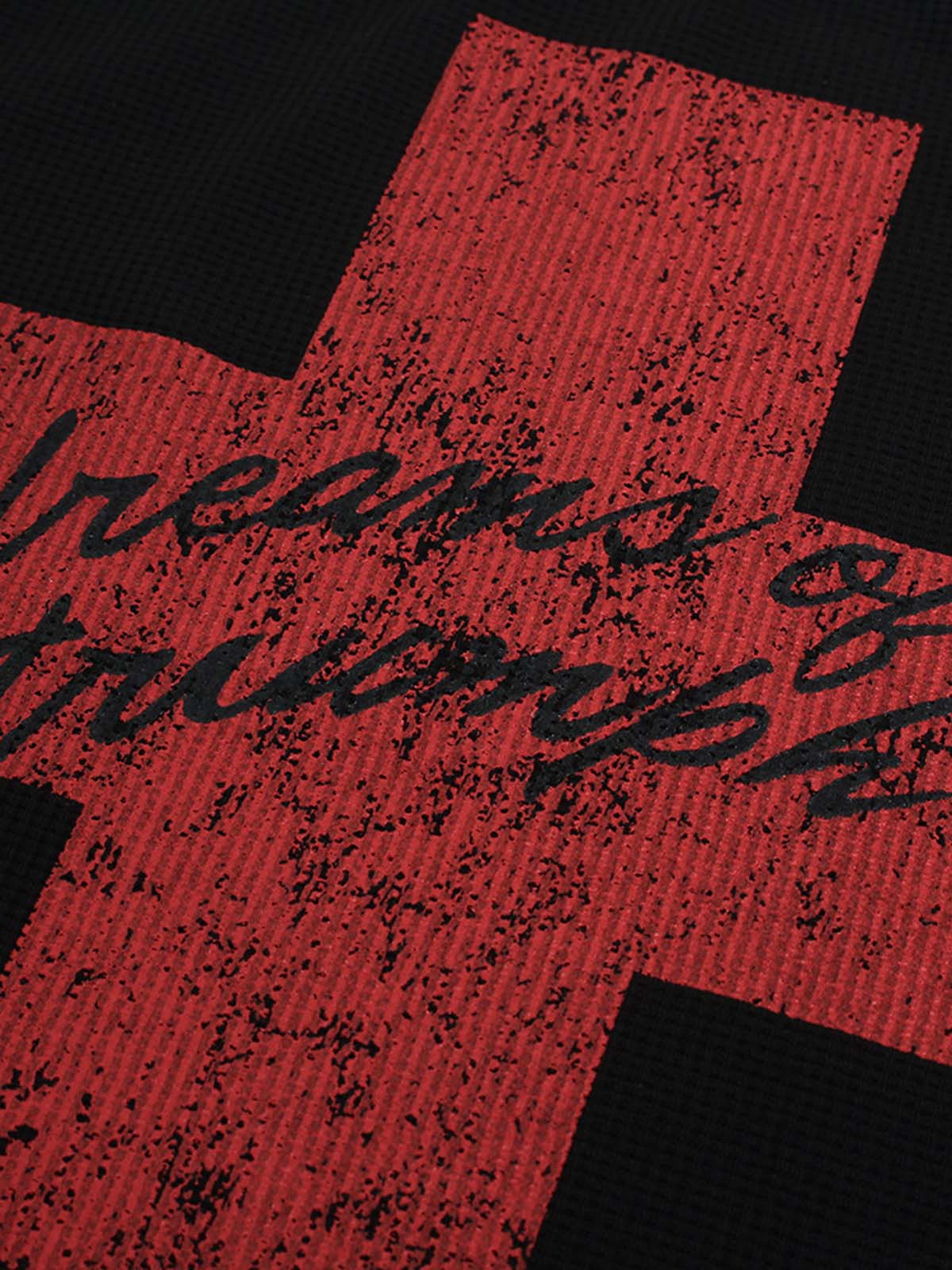 Street Cross Lettering Print Long-sleeved T-shirt 