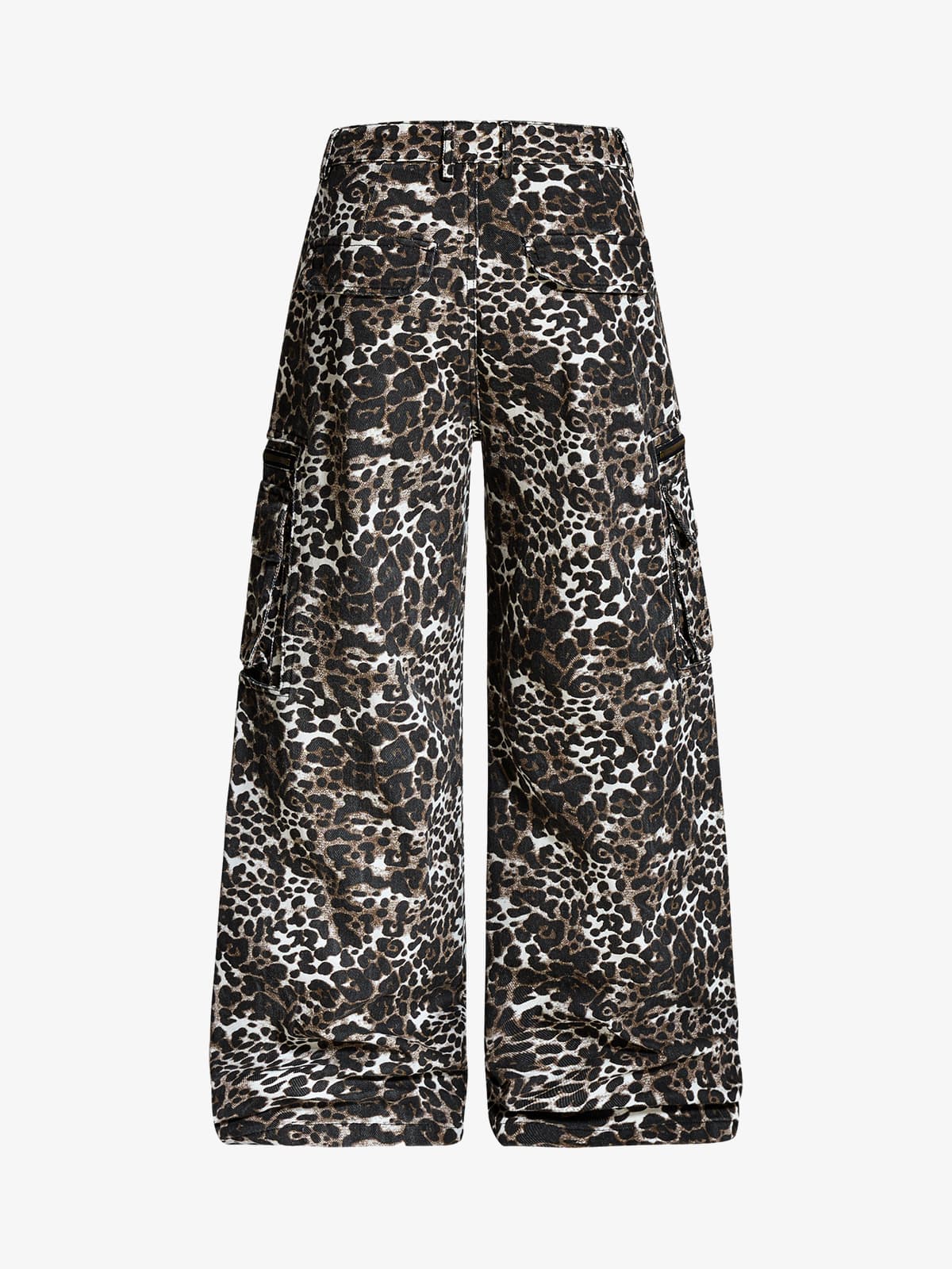 Cotton Leopard Print Wide Leg Cargo Pants for Women High Waist Fashion Casual Trousers?