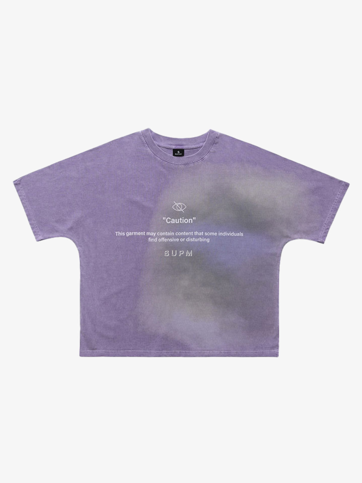 300G Cotton Jade Pattern Dyed T-Shirt with Caution Print Oversized Streetwear Tee?