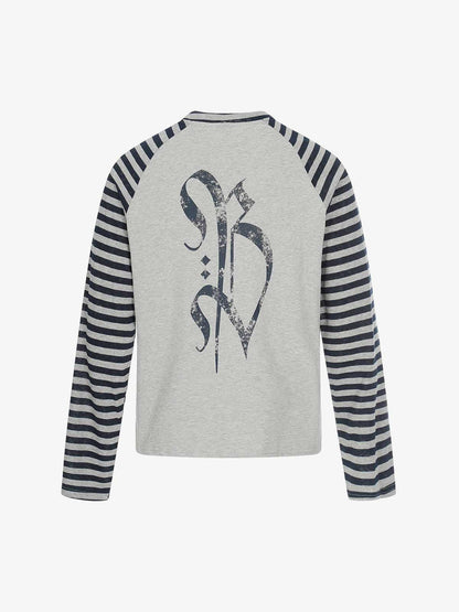 Cross Graphic Stripe Raglan Long Sleeve T-Shirt