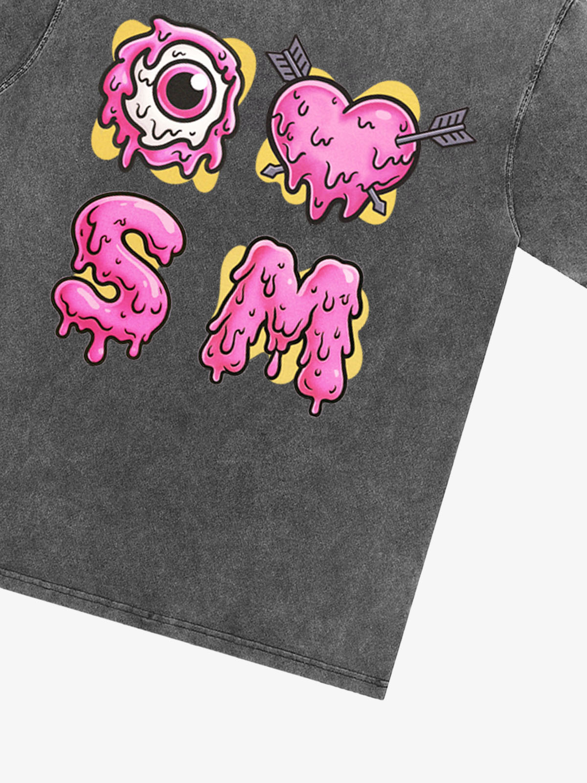 Thesupermade eyeball and love graffiti declaration T-shirt 