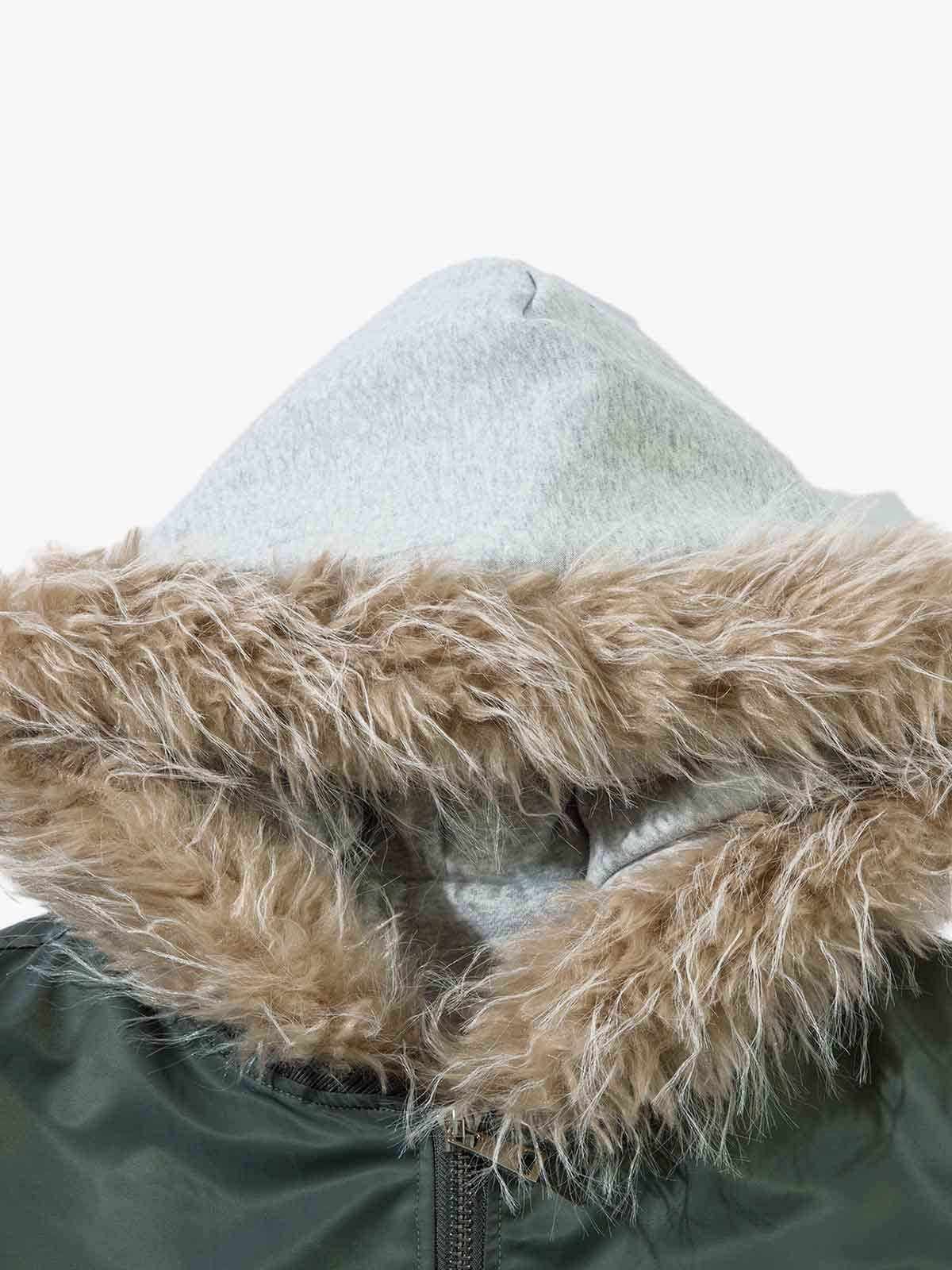 Vintage Fur Hood Padded Zip Up Bomber Jacket