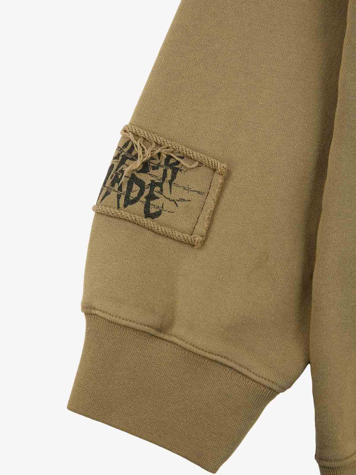 Cotton Blend Patchwork Bomber Jacket with Graphic Embroidery and Zipper Closure?