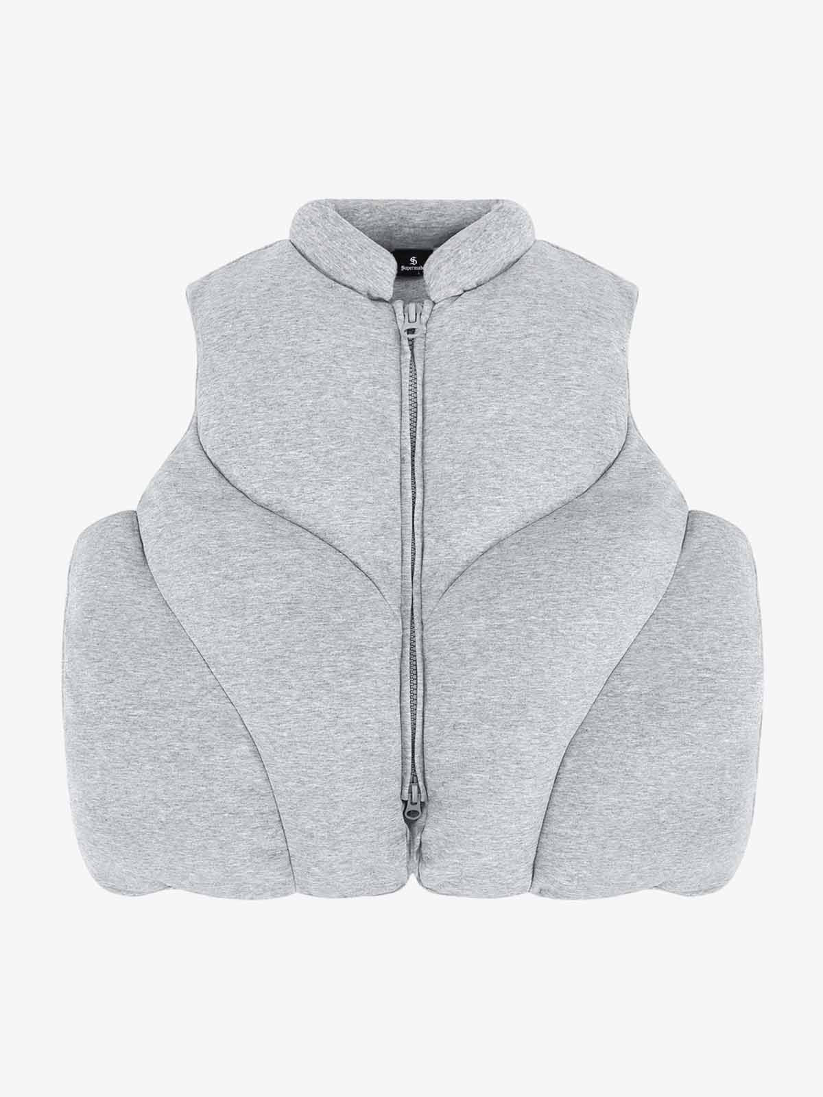 3D Bubble Curve Padded Zip Vest 