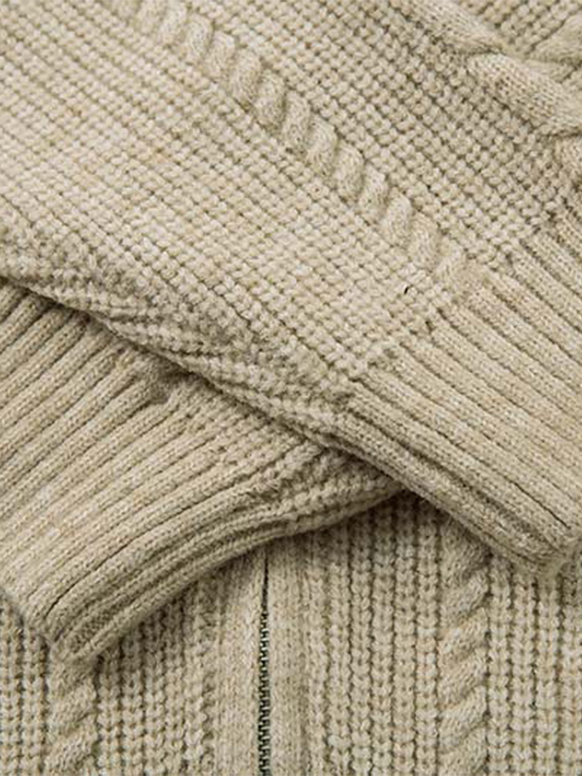 Cable Knit Zip-Up Sweater Jacket for Cozy Elegance 
