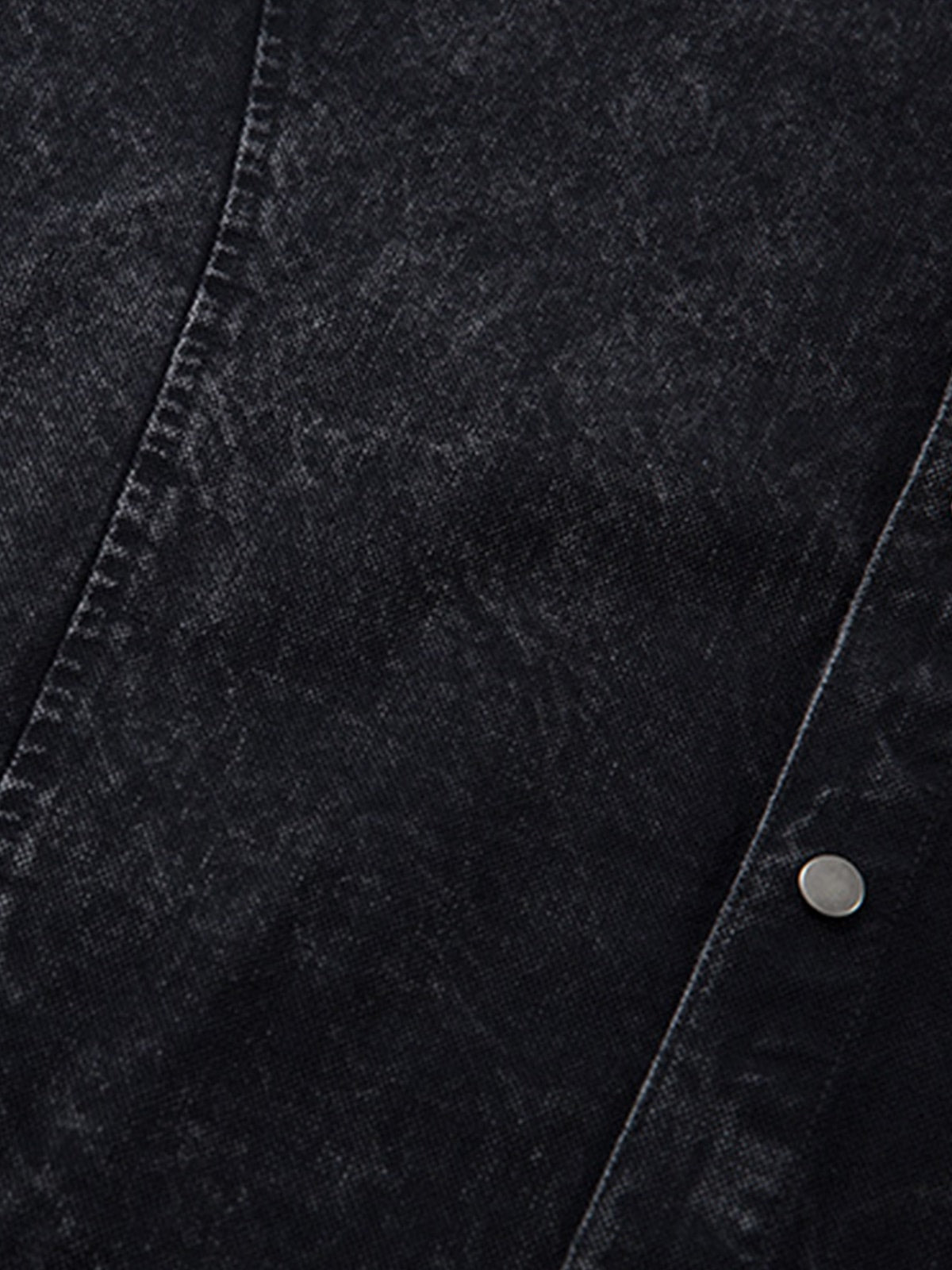 Rivet Deconstructed Split Stitching Denim Short-sleeved Shirt 