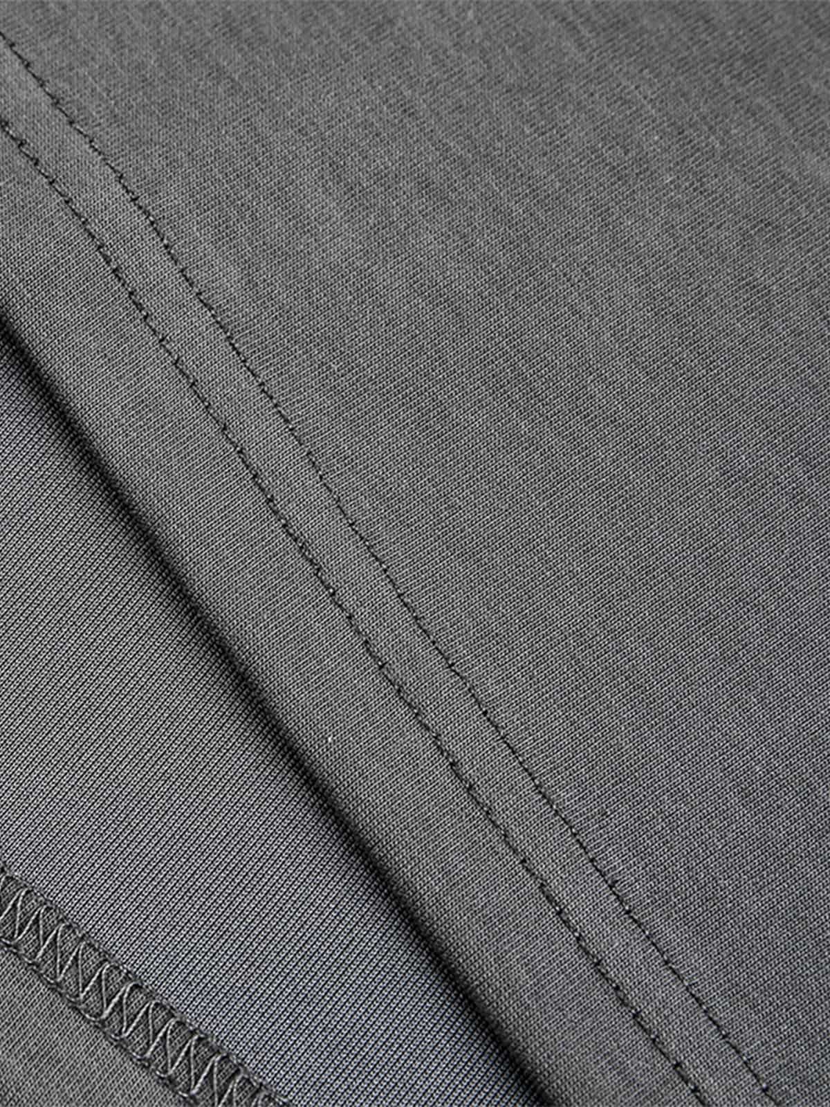 Performance Stretch Knit Long Sleeve T-Shirt with Mock Neck and Contrast Sleeves 