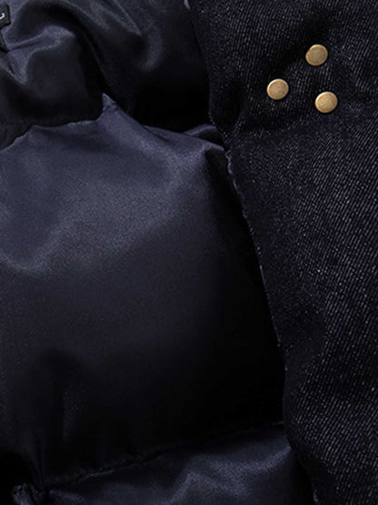 Denim Toggle Detail Bomber Jacket 