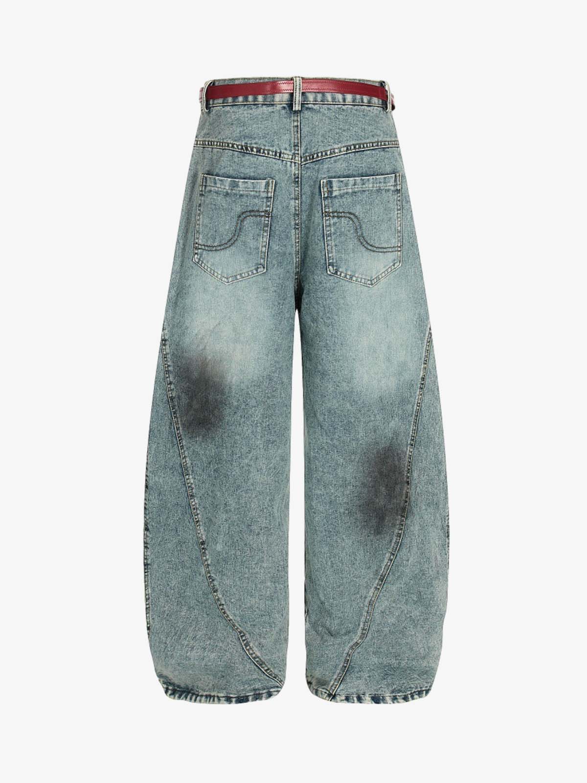 Vintage Paint-Splatter Scarf Tie Barrel Jeans