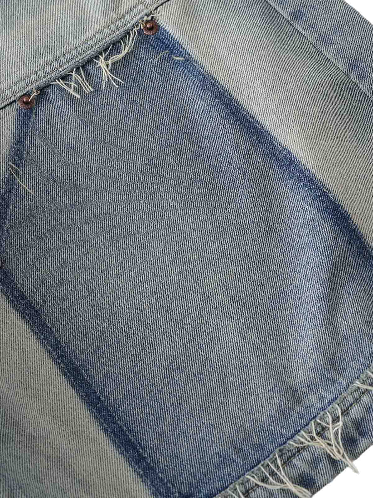 Thesupermade American Vintage Washed Patchwork Raw Edge Cropped Jeans 