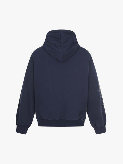 Embroidered Graphic Studded Hoodie and  Wide Leg Sweatpants Set