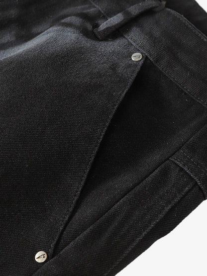 Chain Print Raw Edge Washed Wide-Leg Jeans 