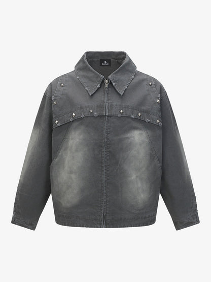 Thesupermade Street Punk Heavy-duty Studded Distressed Jacket 