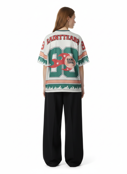 Retro Sport Motorcycle Flame Pattern T-Shirt