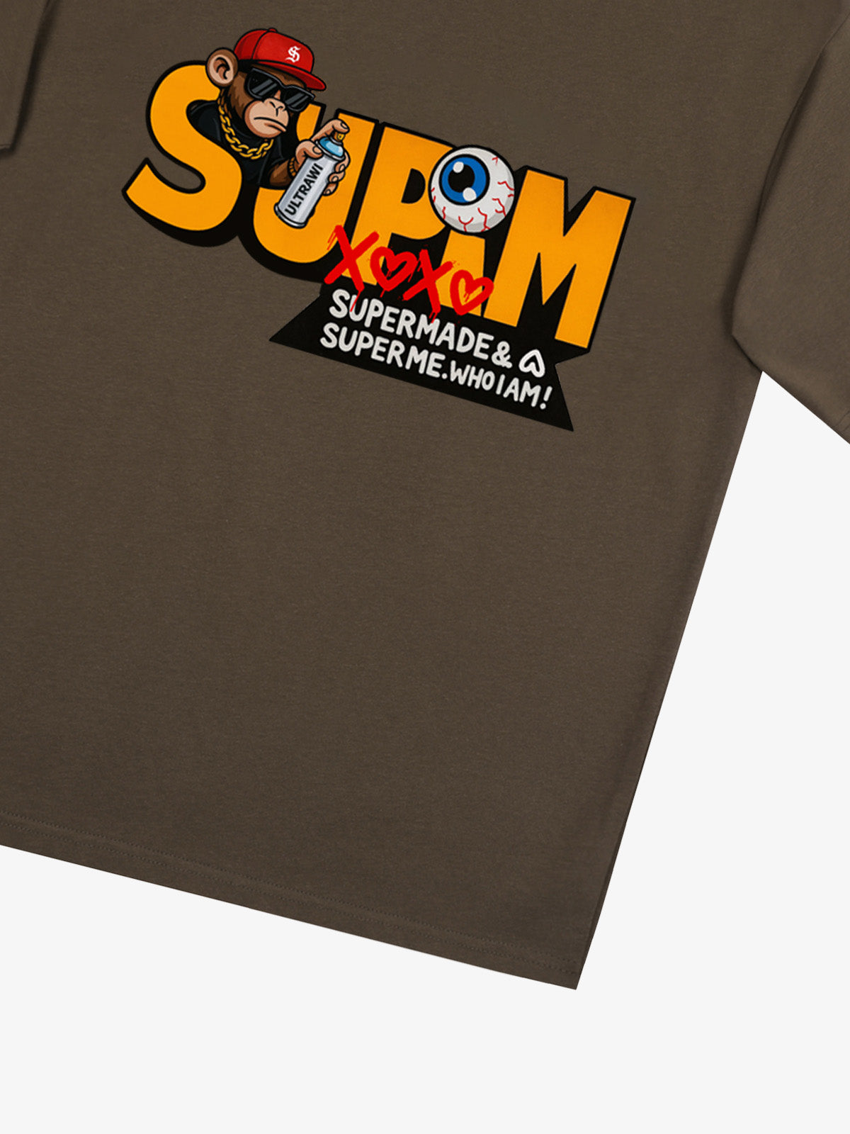 Supermade Trendy Hip-Hop Monkey Graffiti Font T-Shirt 